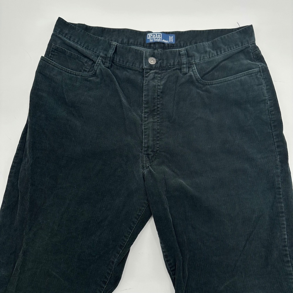 Polo Ralph Lauren Mens Corduroy Pants 35x30 Dark Green‎ Straight Leg 5 Pocket